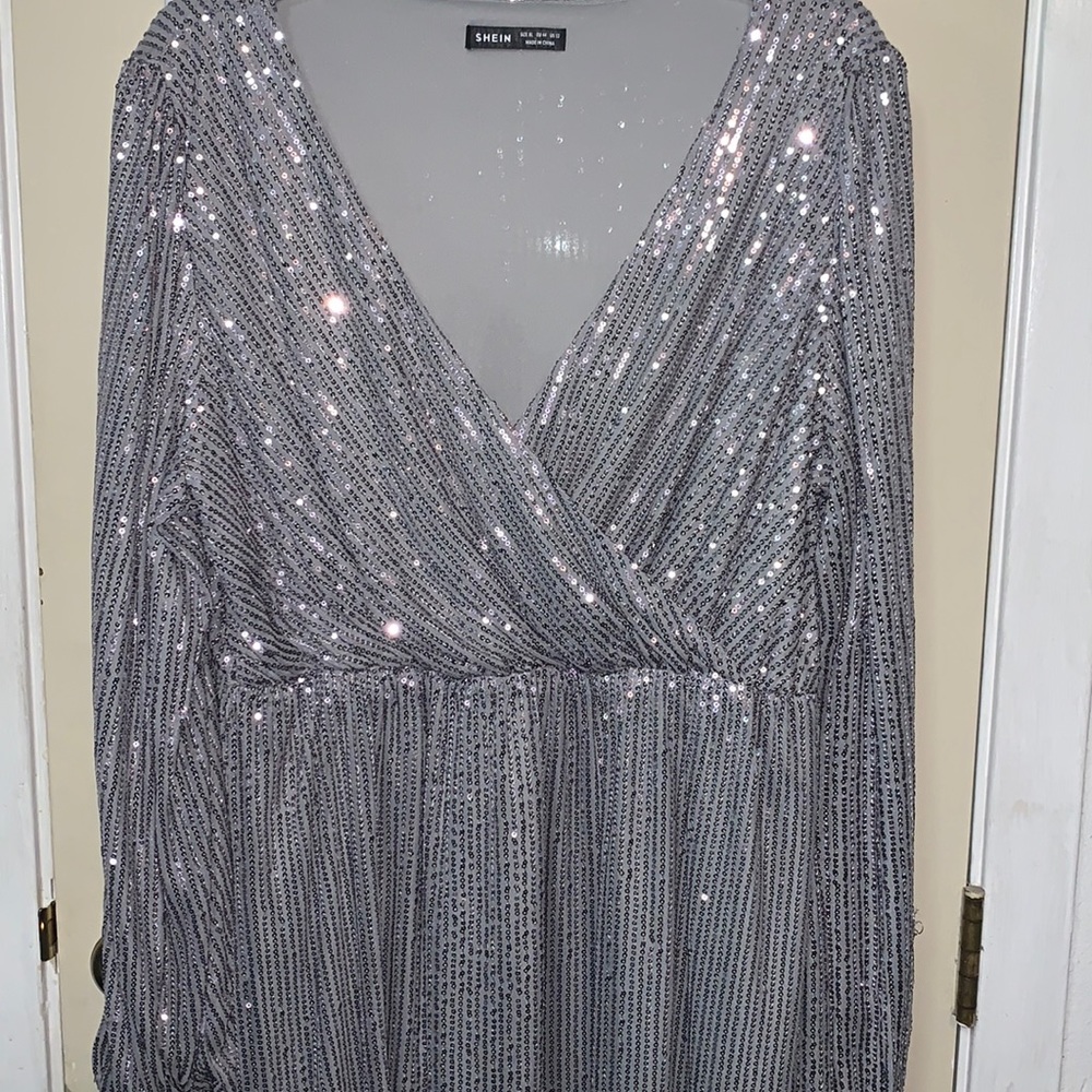 Shein silver sequins dress